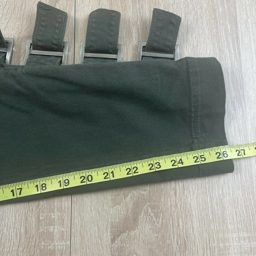 ANIMALE Brazil Womens High Rise Military Style Pants Size 38/6 Green Leg Buckles - Picture 7 of 12
